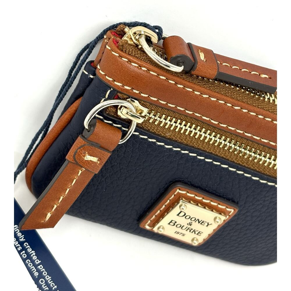 Dooney & Bourke Pebble Grain Coin Case Midnight Blue Zippered Pouch Key Ring - Picture 8 of 16